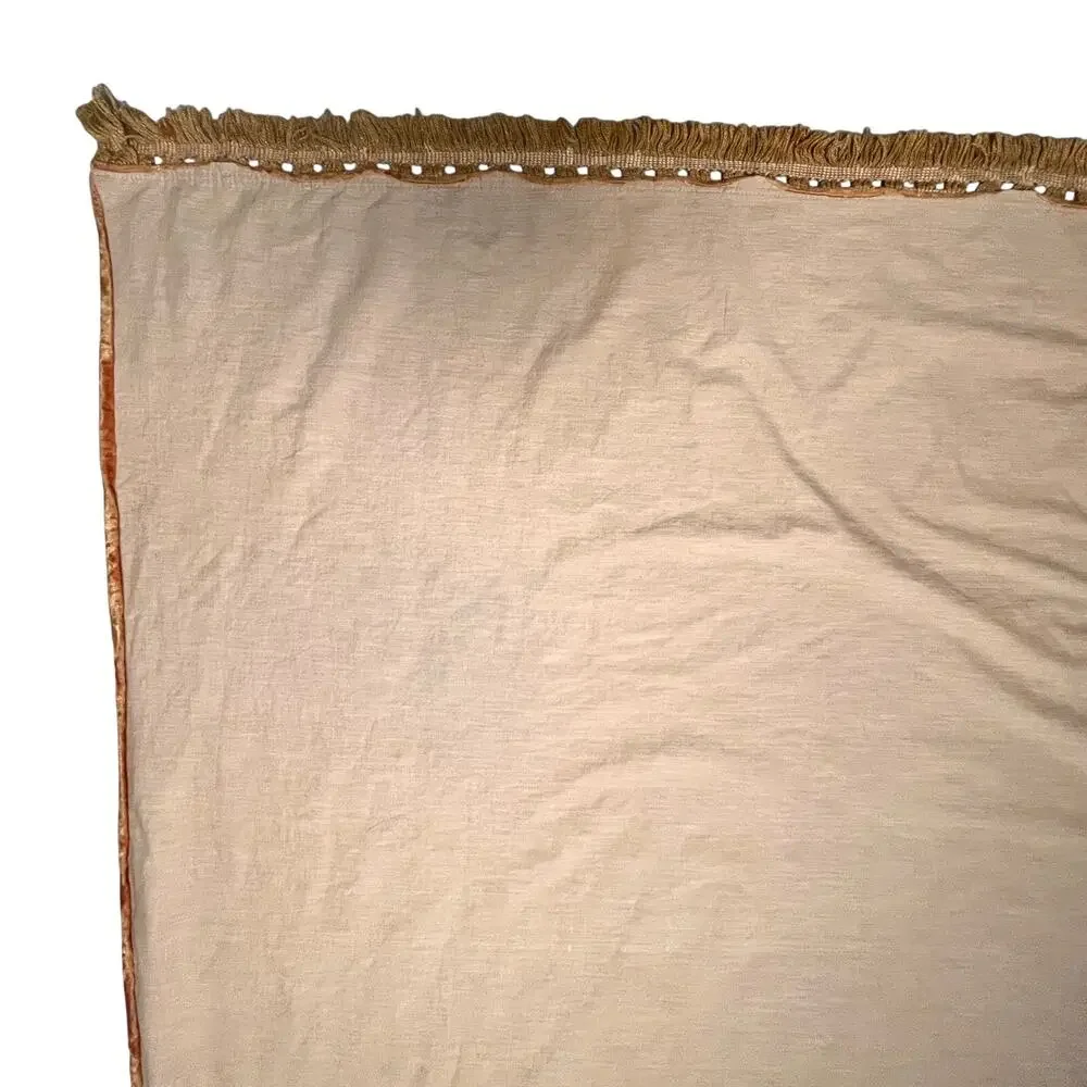Vintage 1970s Gold Crushed Velvet Bedspread Fringe Full JCPenney Fashion Manor
